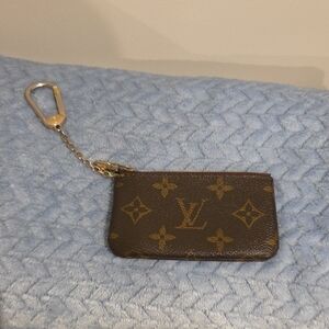 Louis Vuitton Brown Monogram Key Pouch with Gold Hardware